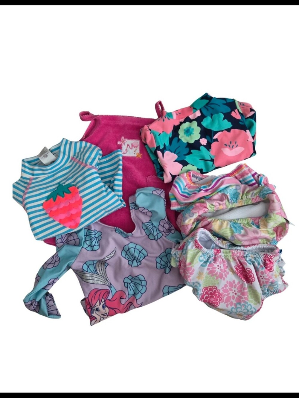 Girls Swimwear Mix - Floral, Stripes & Mermaid Prints (Pink, Teal, Purple)